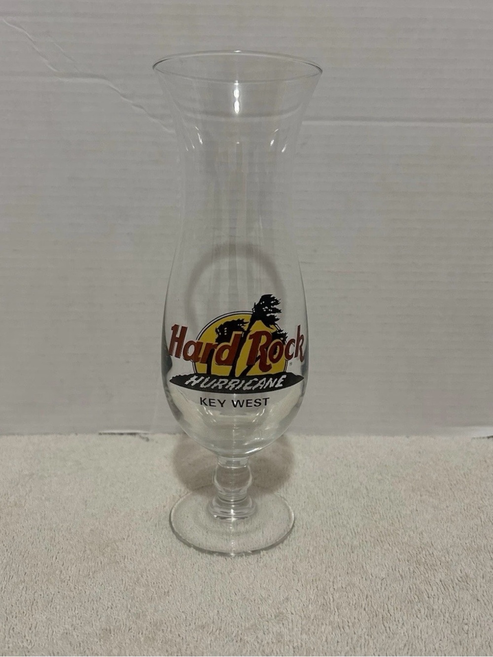 Hard Rock Hurricane Glass - Key West, Clear with Yellow & Red Logo